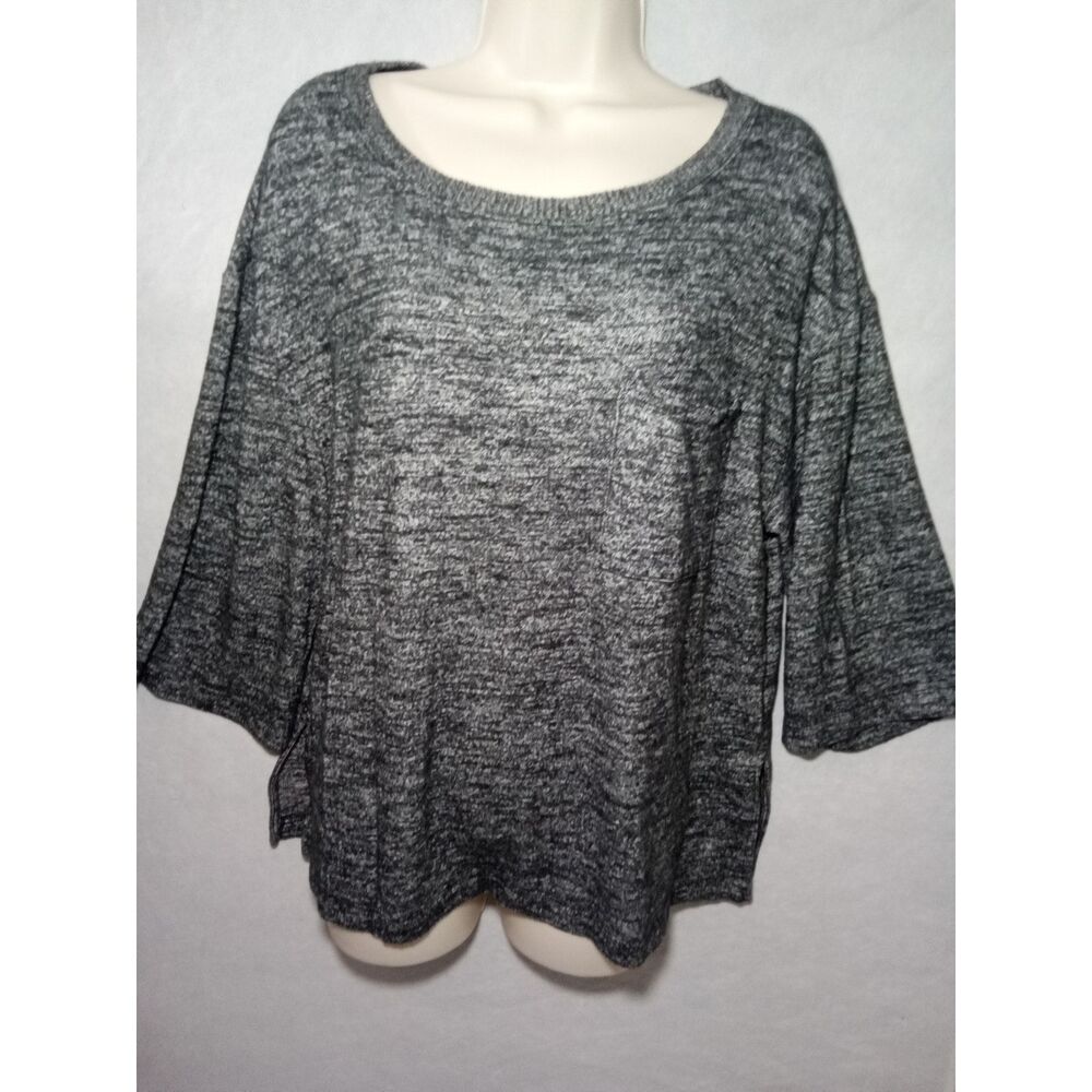 Gap womens large gray 3/4 sleeve sweatshirt round neck loose fit casual‎ comfort